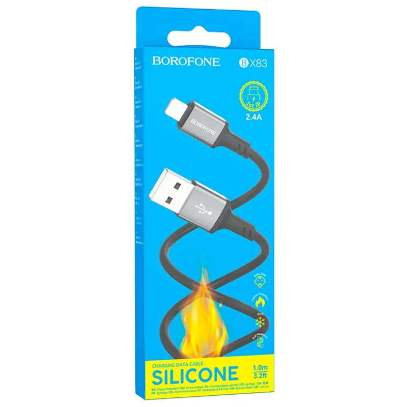 Дата кабель Borofone BX83 Famous USB to Lightning 2.4A (1m) – Black. Фото 4 з 4