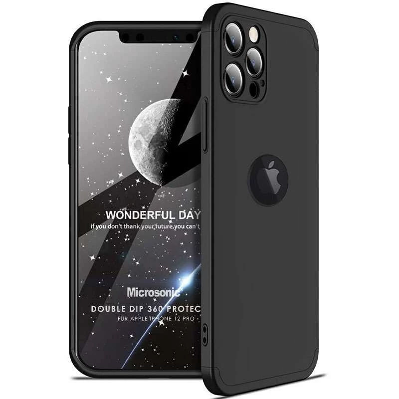 

Чехол с защитой 360 градусов GKK с лого для Apple iPhone 12 Pro Max (6.7") (Черный), Чорний
