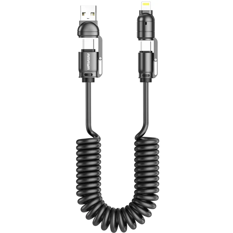 Дата кабель Amaya ACD-330 4in1 Type-C/USB to Lightning/Type-C 240W (2m) – Black. Фото 1 з 2