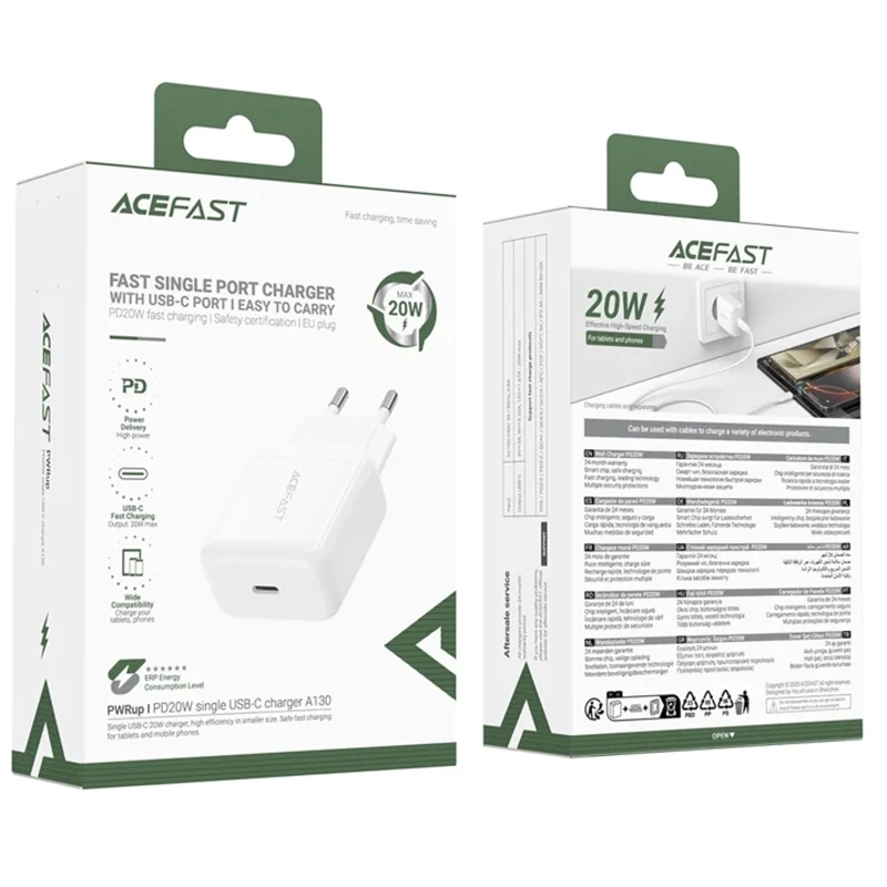 СЗУ Acefast A130 PD20W (1USB-C) – White. Фото 2 из 5