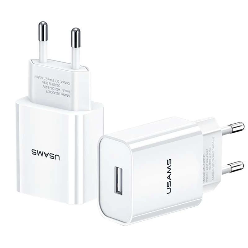 

МЗП USAMS US-CC075 T18 Single USB Travel Charger (EU) (Білий)