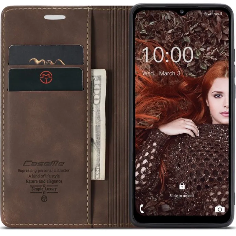 Кожаный чехол-книжка CaseMe Velvet Nubuck для Samsung Galaxy A24 4G – Coffee. Фото 2 из 5