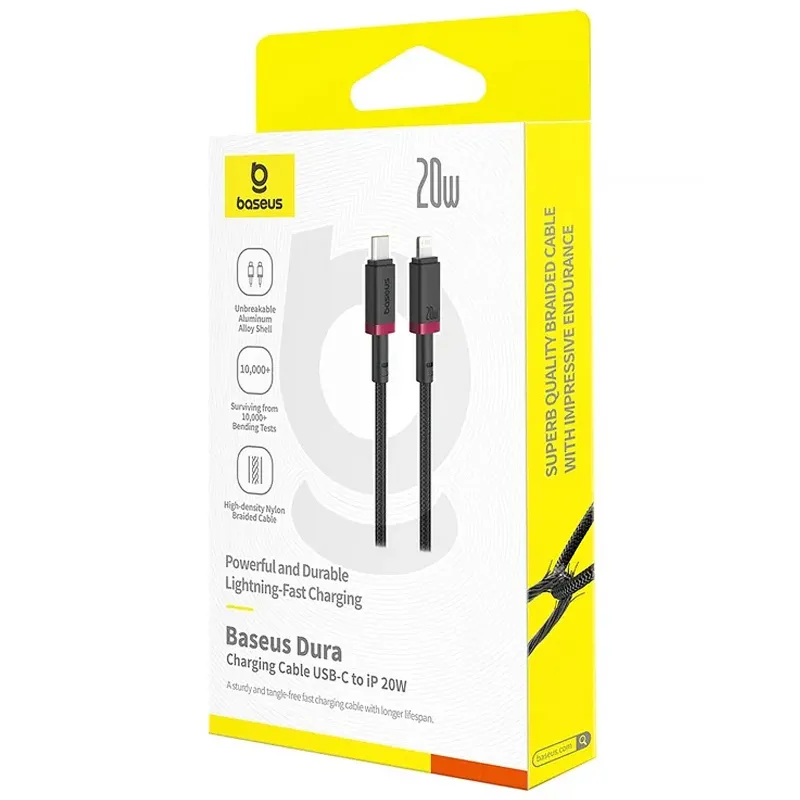 Дата кабель Baseus Dura Series Fast Charging Type-C to Lightning 20W (2m) (CB000123) – Red / Black. Фото 2 из 3