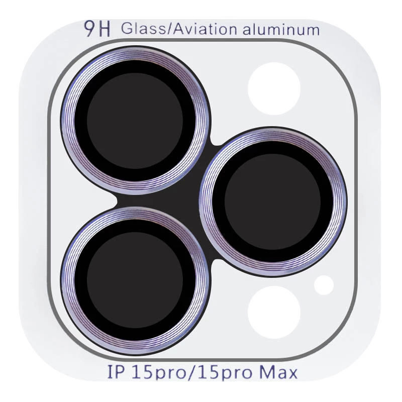 Металлическое защитное стекло на камеру для Apple iPhone 15 Pro Max (6.7") – Голубой / Light Blue. Фото 2 из 8