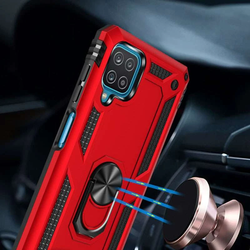 Протиударний чохол Serge Ring з кільцем на Samsung Galaxy A12 – Червоний. Фото 2 з 7