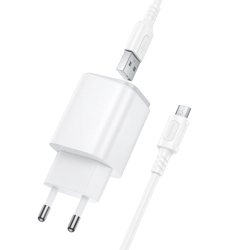 МЗП Borofone BAS81A Star 10.5W (2USB-A) + кабель USB to MicroUSB – White. Фото 4 з 4