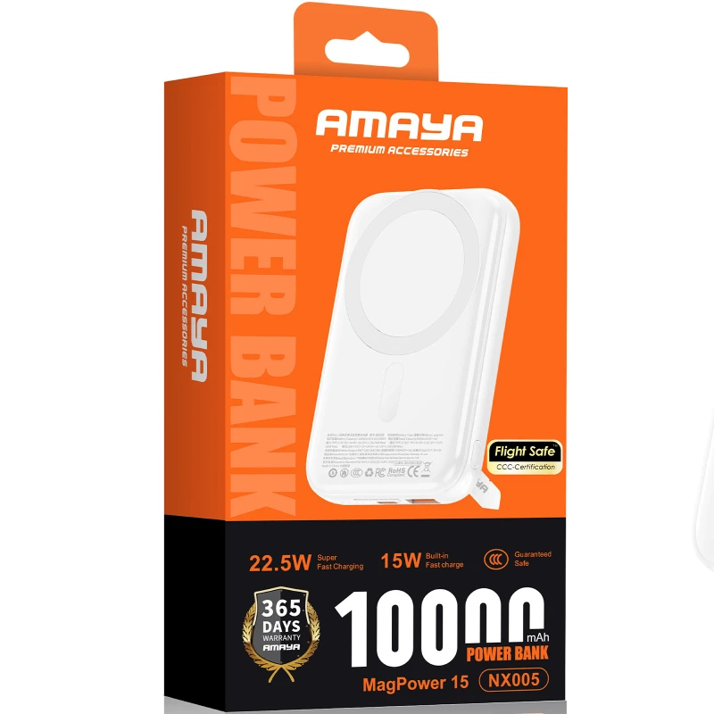 Портативное ЗУ Power Bank Amaya NX005 22.5W с БЗУ 10000 mAh – White. Фото 2 из 2