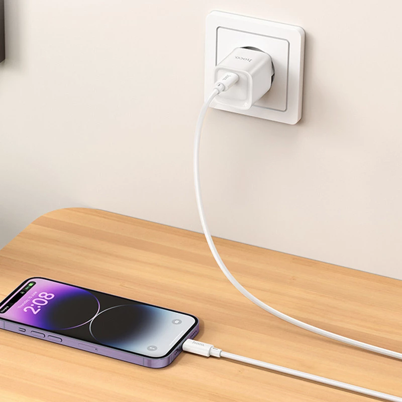 СЗУ Hoco C146A Charm PD20W (1USB-C) + кабель Type-C to Type-C – White. Фото 8 из 8