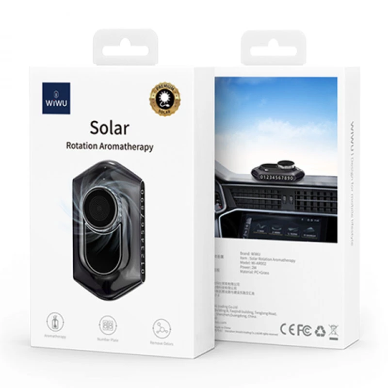 Ароматизатор в машину WIWU Wi-AR002 Solar Rotation Aromatherapy – Black. Фото 6 з 6