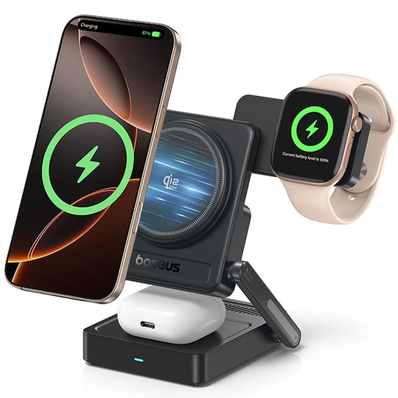 БЗП Baseus PicoGo AF21 Portable 3in1 35W Qi2.2 + МЗП 45W (E02054) – Cosmic Black. Фото 2 з 4