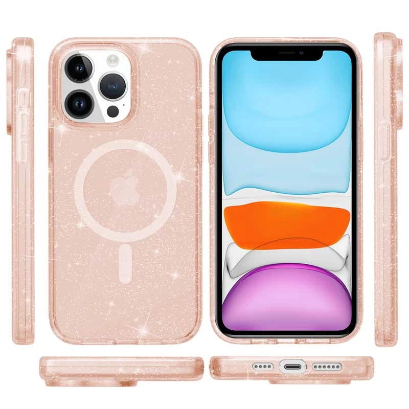 Чохол з блискітками та MagSafe на Apple iPhone 13 Pro (6.1") – Gold+Glitter. Фото 3 з 7