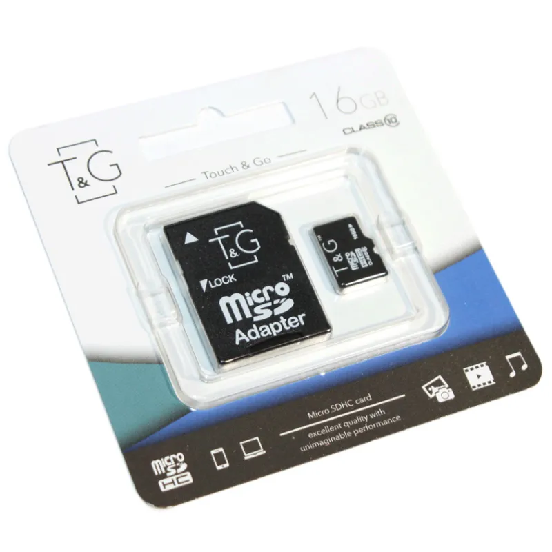 Карта пам'яті T&G (UHS-1) microSDHC Class 10 - 16GB (з адаптером) – Чорний. Фото 2 з 2