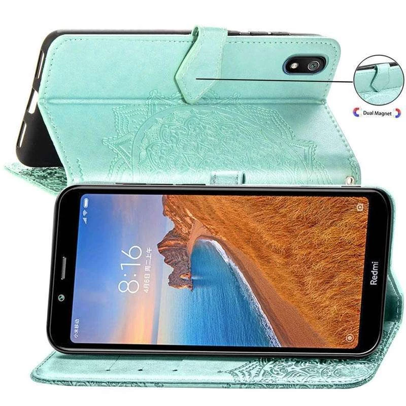 Шкіряний чохол-книжка Art Case з візитницею для Xiaomi Redmi 7A – Бірюзовий. Фото 4 з 6