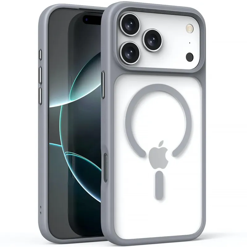 TPU+PC чохол Metal Buttons with Magnetic Fit для Apple iPhone 17 Pro Max (6.9") – Сірий / Grey. Фото 1 з 1
