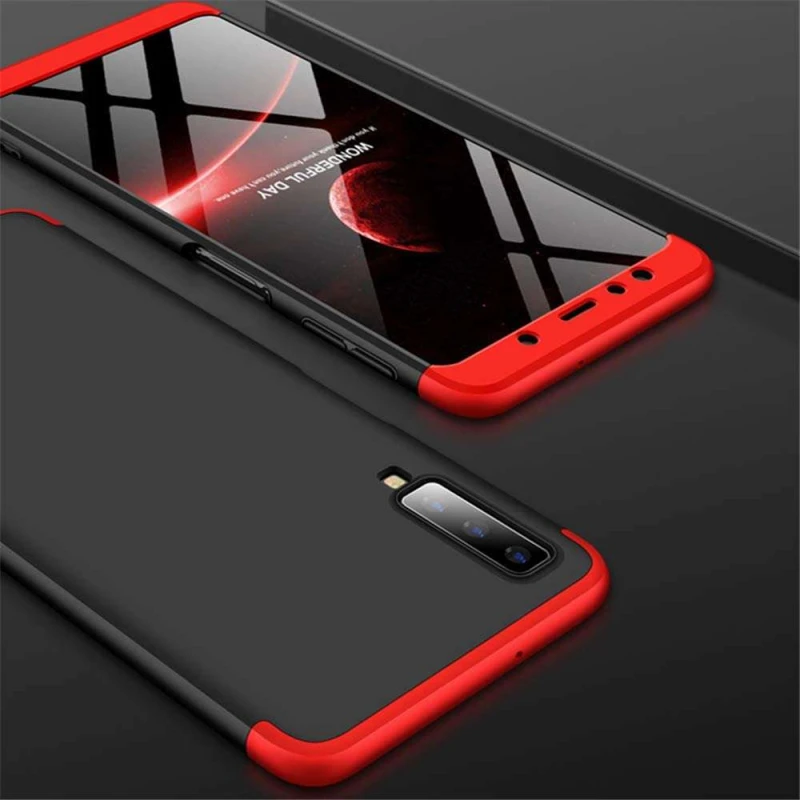 Чохол із захистом 360 градусів GKK на Samsung A750 Galaxy A7 (2018) – Чорний / Червоний. Фото 2 з 5