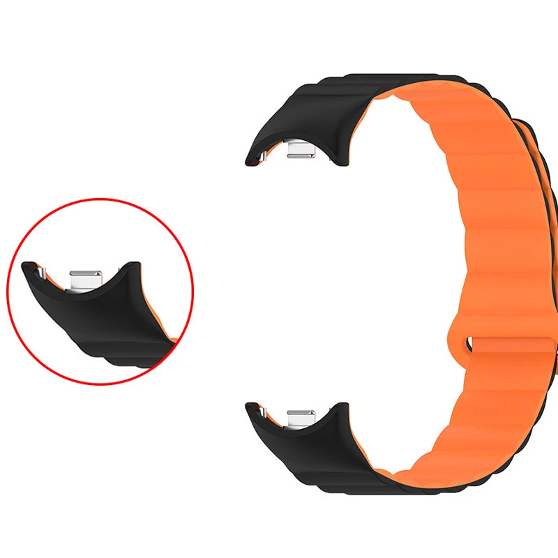 Ремінець Dual-color Magnetic для Xiaomi Mi Band 9/8 – Black / Orange. Фото 9 з 9