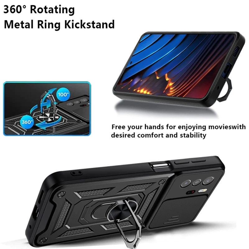 Ударопрочный чехол Serge Ring с защитой камеры для Xiaomi Redmi Note 10 Pro 5G – Черный. Фото 3 из 6