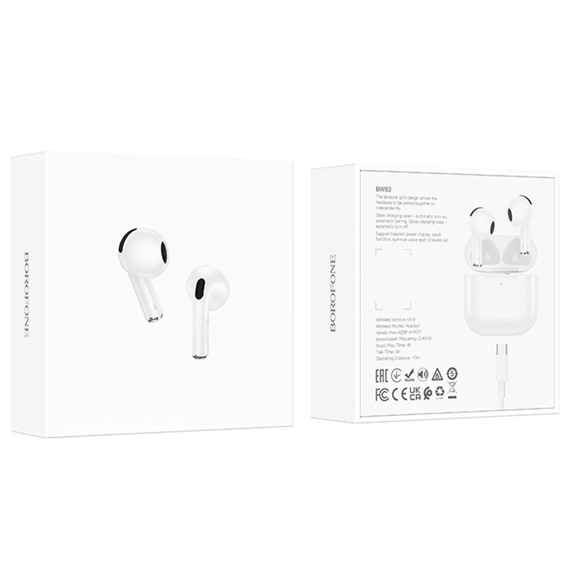 Бездротові TWS навушники BOROFONE BW83 – White. Фото 6 з 8