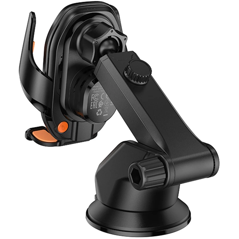 Автотримач з БЗП Hoco HW34 Blue whale 3-axis linkage wireless 15W (center console) – Black. Фото 7 з 7