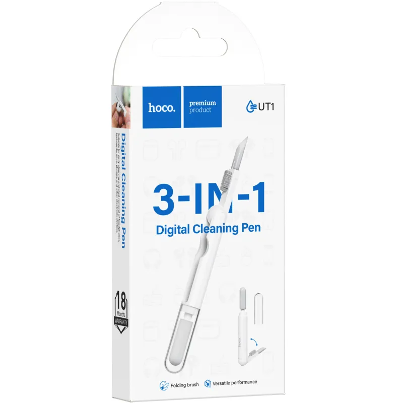 Набір для очищення гаджетів Hoco UT1 Mr. Gadget 3in1 – White. Фото 2 з 6