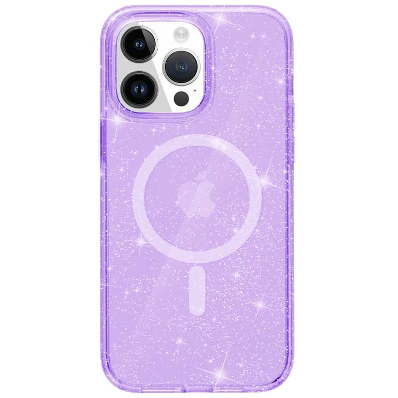 Чехол с блестками и MagSafe на Apple iPhone 16 Pro – Purple+Glitter. Фото 4 из 4