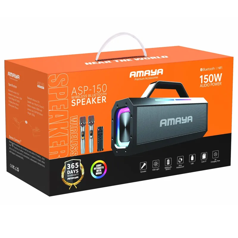 Bluetooth Колонка Amaya ASP-150 Two-person 150W + два мікрофона – Black. Фото 3 з 10