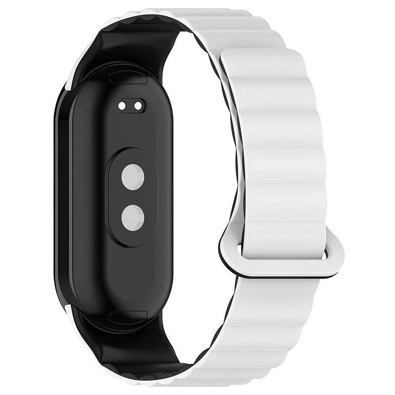 Ремінець Dual-color Magnetic для Xiaomi Mi Band 9/8 – White / Black. Фото 4 з 8