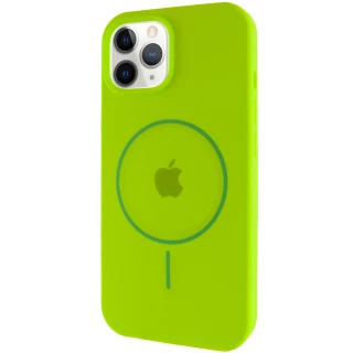 Чехол Silicone Armor Max with MagSafe для Apple iPhone 12 (6.1") — Салатовый / Neon green