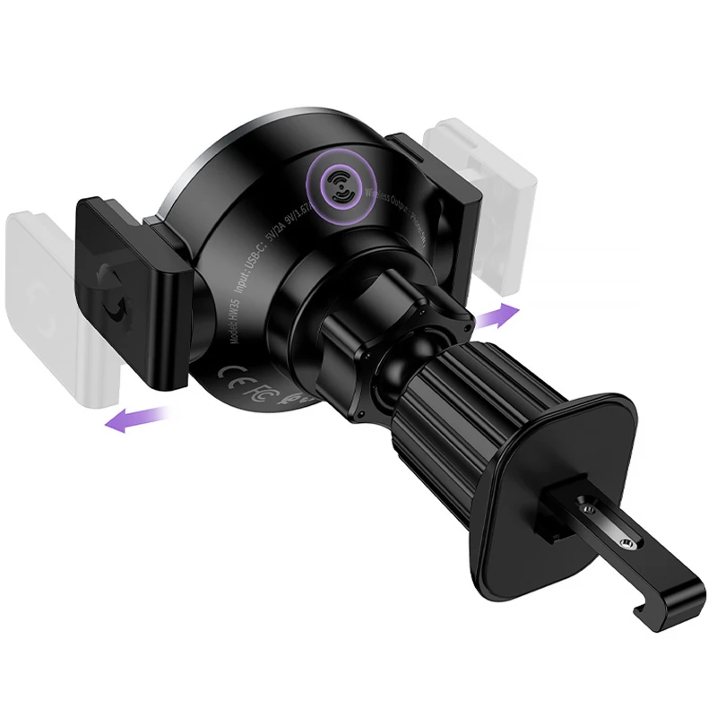 Автотримач з БЗП Hoco HW35 Power 15W (air outlet) – Black. Фото 5 з 5