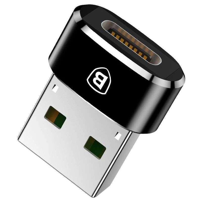 Переходник Baseus USB Male To Type-C Female Adapter Converter 3A – Черный. Фото 2 из 6