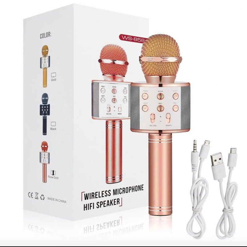 Караоке Мікрофон-колонка WS858 – Pink. Фото 7 з 8