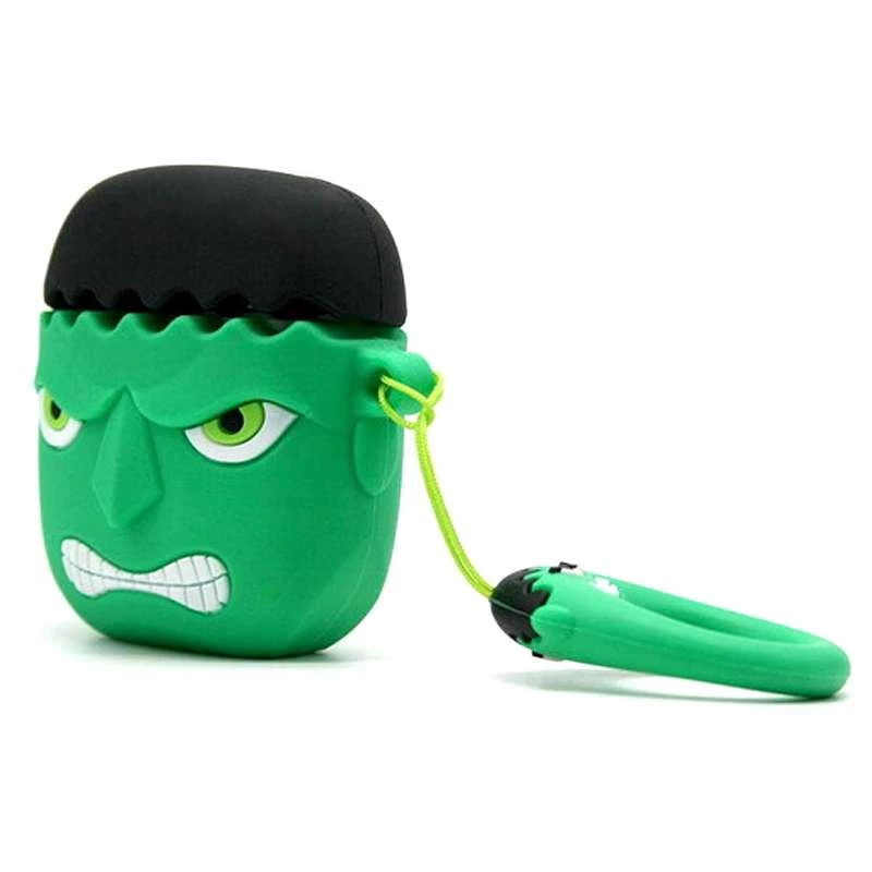 Силіконовий футляр Marvel & DC series для навушників AirPods 1/2 + кільце – Халк / Зелений. Фото 2 з 6