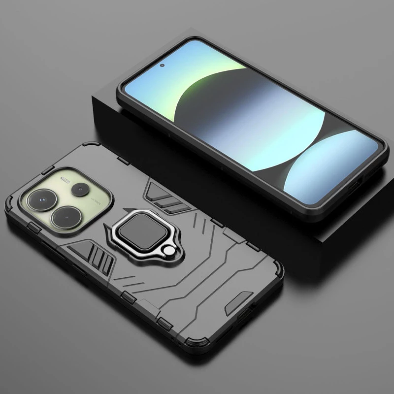 Протиударний чохол Transformer з кільцем на Xiaomi Redmi Note 14 5G – Чорний / Soul Black. Фото 3 з 7