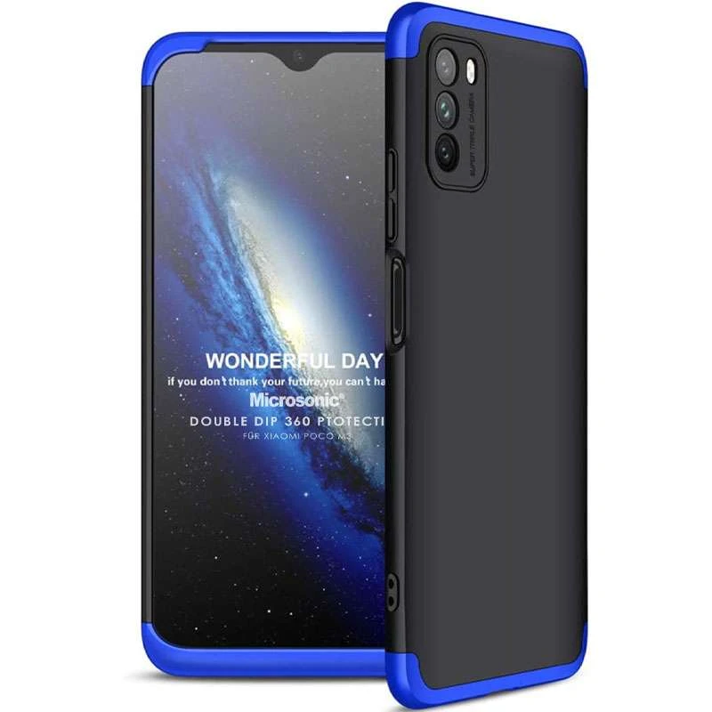

Чохол із захистом 360 градусів GKK на Xiaomi Poco M3 (Чорний / Синій)