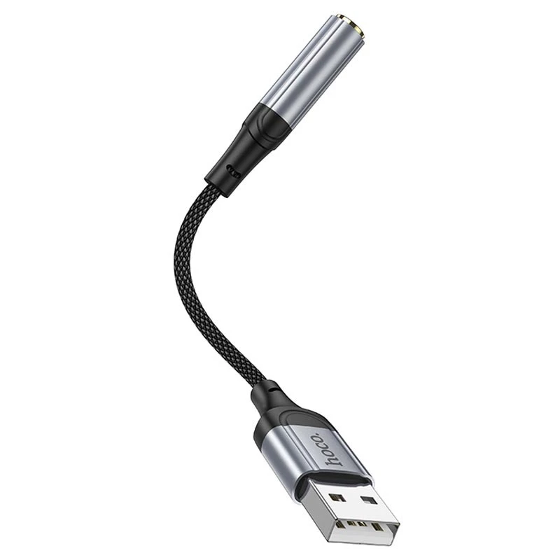 Перехідник Hoco LS36 Fresh USB to 3,5 AUX – Black. Фото 3 з 5