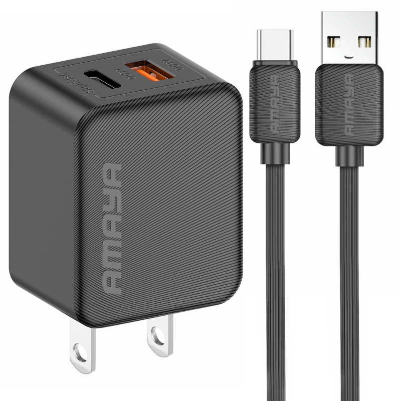 СЗУ Amaya E113UC PD25W+QC3.0 (1USB-A/1C) + кабель USB to Type-C фото 1 из 2