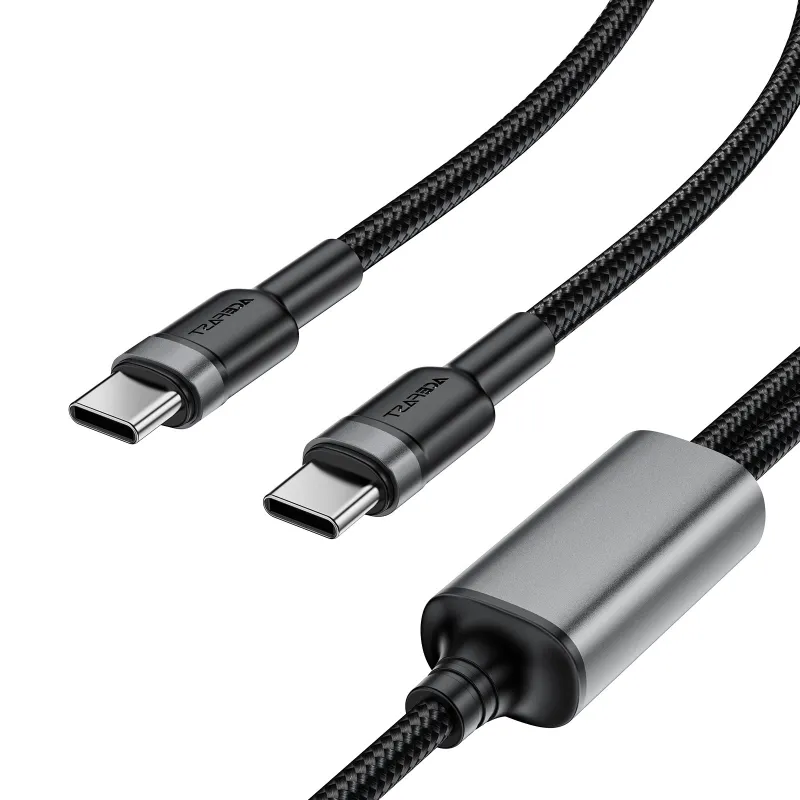 Дата кабель Acefast C22-02 2in1 Type-C to Type-C/Type-C 100W (1.2m) – Black. Фото 4 з 5
