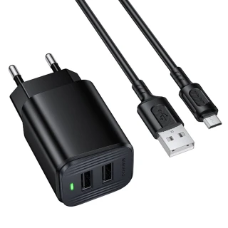 МЗП Borofone BAS81A Star 10.5W (2USB-A) + кабель USB to MicroUSB фото 1 з 3