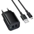 МЗП Borofone BAS81A Star 10.5W (2USB-A) + кабель USB to MicroUSB – Black. Фото 1 з 3