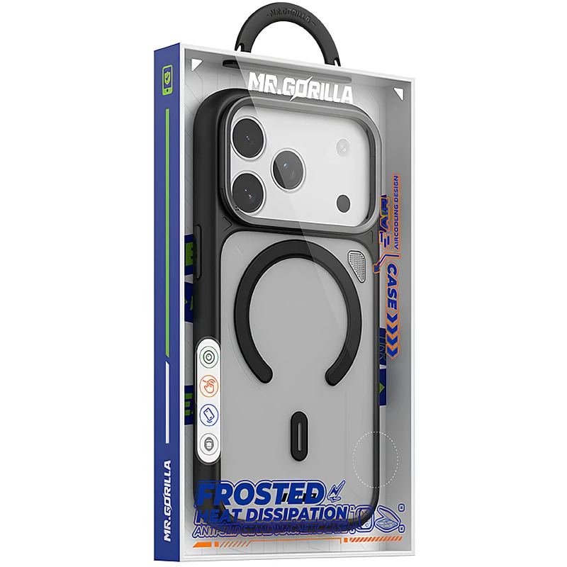 TPU+PC чохол Blueo Frosted Heat Dissipation Stand with MagSafe Apple iPhone 17 Pro (6.3") – Чорний. Фото 4 з 4