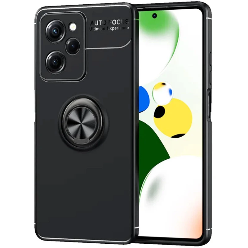 

Чехол Deen ColorRing с кольцом для Xiaomi Poco X5 Pro 5G (Черный / Черный), Чорний / чорний