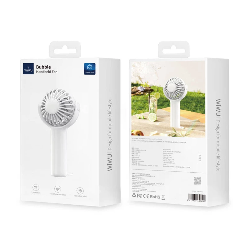 Портативний вентилятор WIWU Bubble WI-FS08 – White. Фото 4 з 6