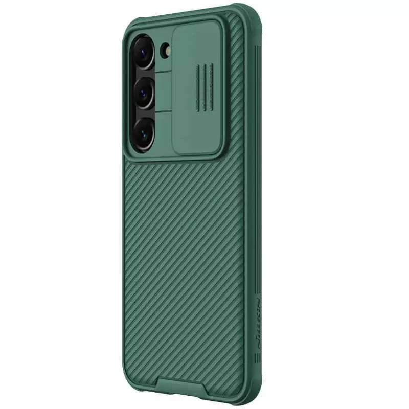 Карбоновая накладка Nillkin со шторкой для камеры для Samsung Galaxy S23+ – Зеленый / Deep Green. Фото 3 из 6