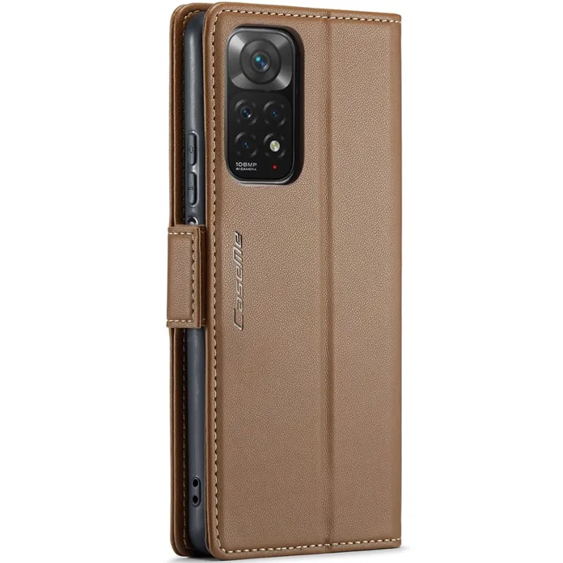 Шкіряний чохол-книжка CaseMe Nappa leather для Xiaomi Redmi Note 11 (Global) / Note 11S – Brown. Фото 10 з 10