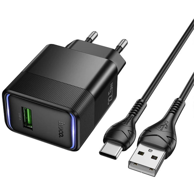 СЗУ Hoco CS111A Lounge PD22.5W (1USB-C) + кабель USB to Type-C – Black. Фото 2 из 5