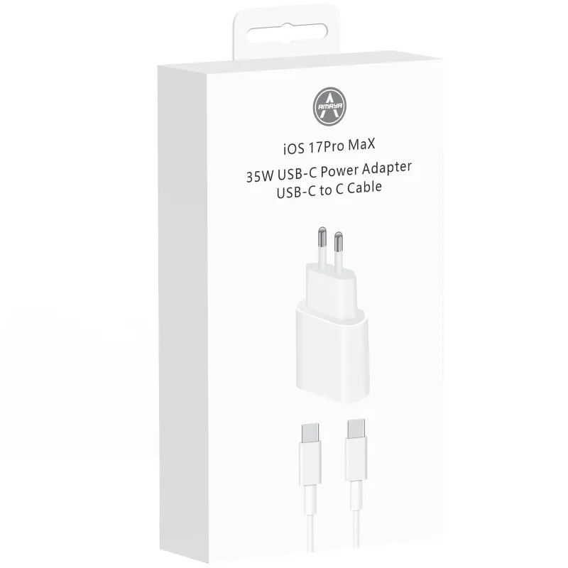 СЗУ Amaya AC35CC PD35W (1USB-C) + кабель Type-C to Type-C – White. Фото 2 из 2