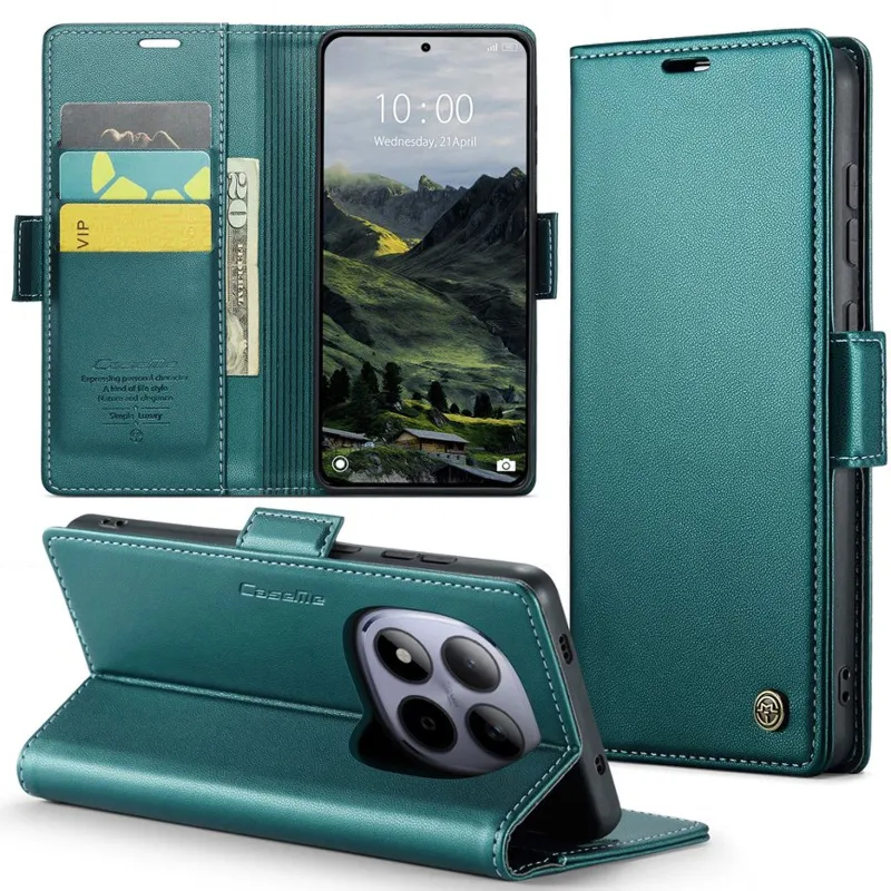Шкіряний чохол-книжка CaseMe Nappa leather для Xiaomi Redmi Note 15 Pro+ 5G – Green. Фото 9 з 9