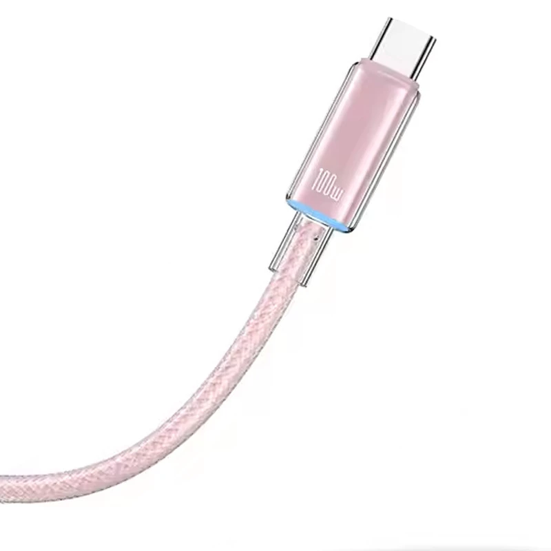 Дата кабель USAMS US-SJ660 Type-C to Type-C PD100W Cloud Series (1.2m) – Pink. Фото 2 з 2
