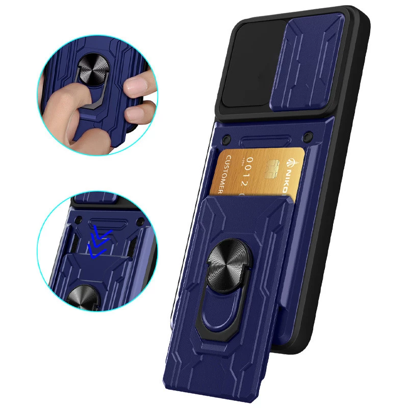 Ударостійкий чохол з відсіком для карток на Samsung Galaxy M35 – Blue. Фото 3 з 5