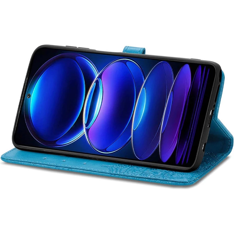 Шкіряний чохол-книжка Art Case з візитницею для Motorola Moto E14 – Синій. Фото 3 з 6